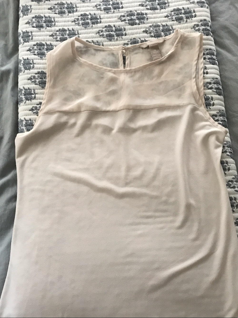 Banana republic Sleeveless Sheer Yoke Women's Top in Light Beige